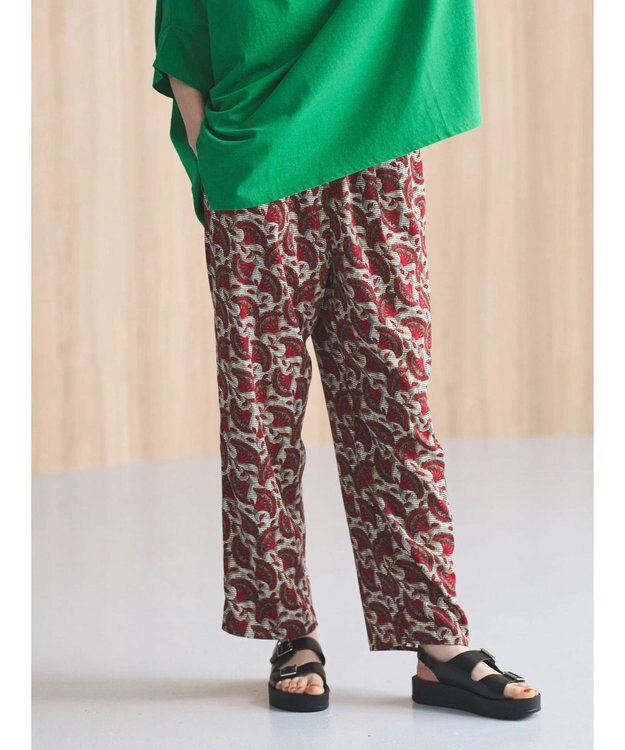 Green Parks アフリカン柄イージーパンツ Red