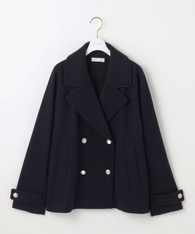 ANY SIS S 【セットアップ可】メルトンライク ピーコート ネイビー