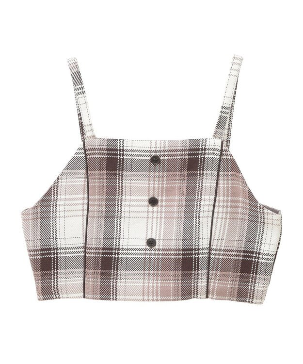 earth music&ecology コットンツイルチェックビスチェ Brown