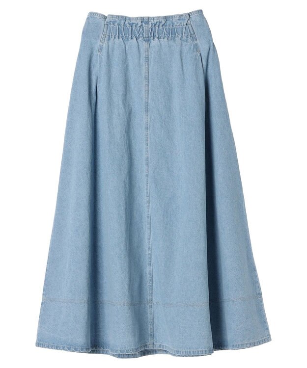 earth music&ecology フロントジップタックフレアスカート Light Indigo