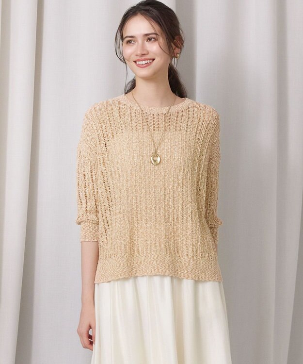 23区 【SLOW/一部店舗限定】エンブロイダリープルオーバー サマー ニット タンジェリン