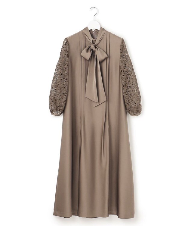 23区 S 【APPLAUDIR】ノーブルサテン リボンブーケレースコンビ ドレス ブラウン系