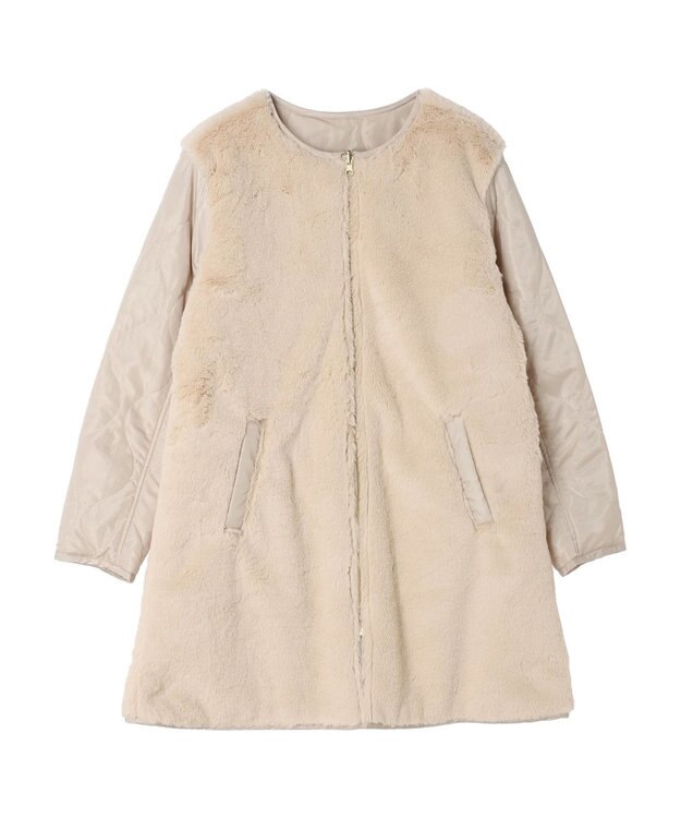 earth music&ecology ファー＆キルティングリバーシブルコート Beige