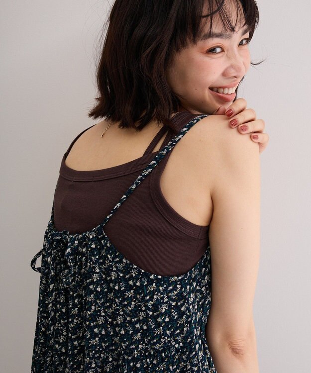 Green Parks レーヨンクレープキャミワンピース Navy