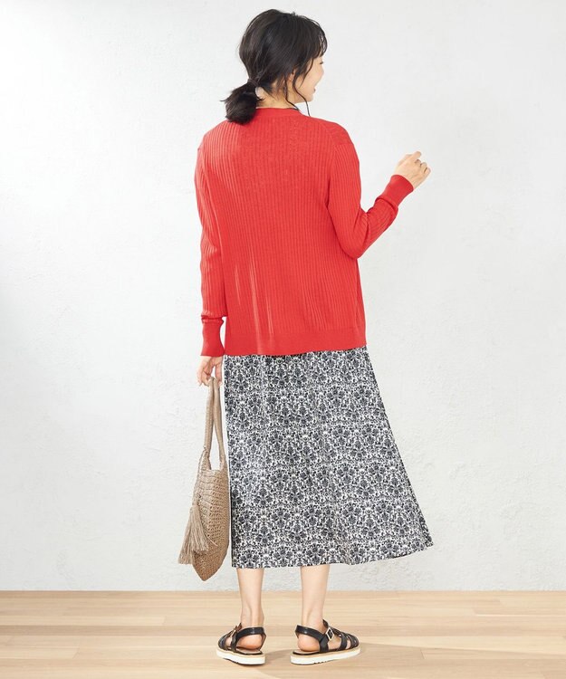 ANY 【UVケア】ミドルレングス カーディガン レッド