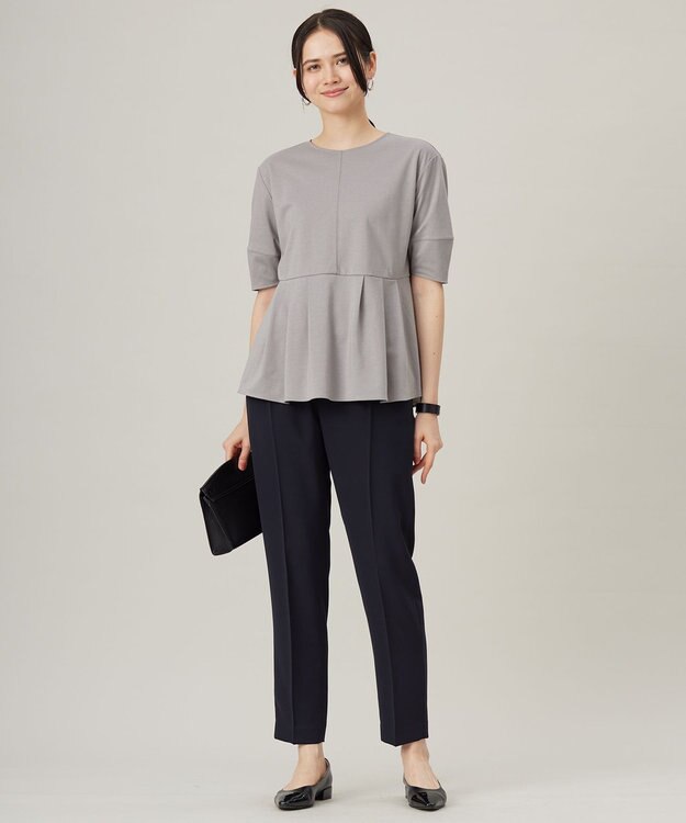 自由区 L 【セットアップ対応・接触冷感・UVケア・洗える】ライトストレッチテーパード パンツ ネイビー