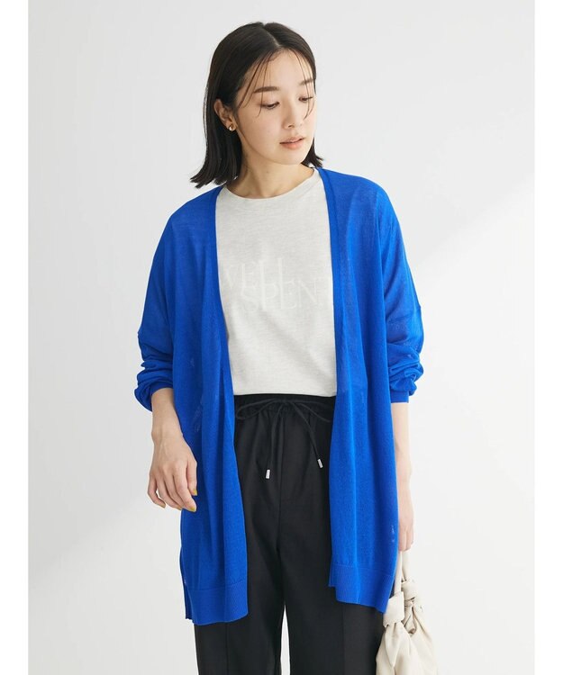 Green Parks 推しニット　ゆったりミドル丈カーディガン Blue