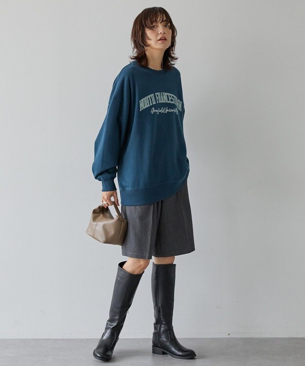 AMERICAN HOLIC 手書き風カレッジロゴ裏毛プルオーバー Navy