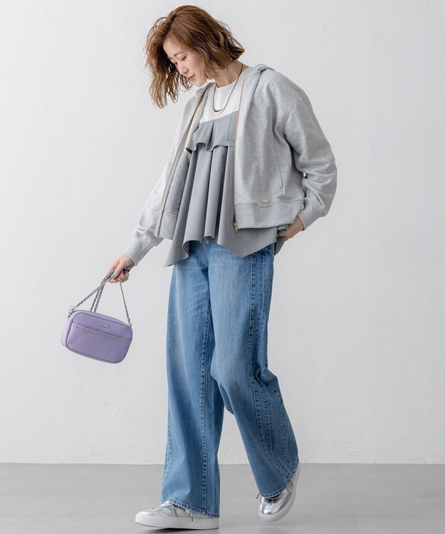 23区 【VERY3月号掲載/洗える】コットンテリー ジップアップ フーディー ライトグレー系