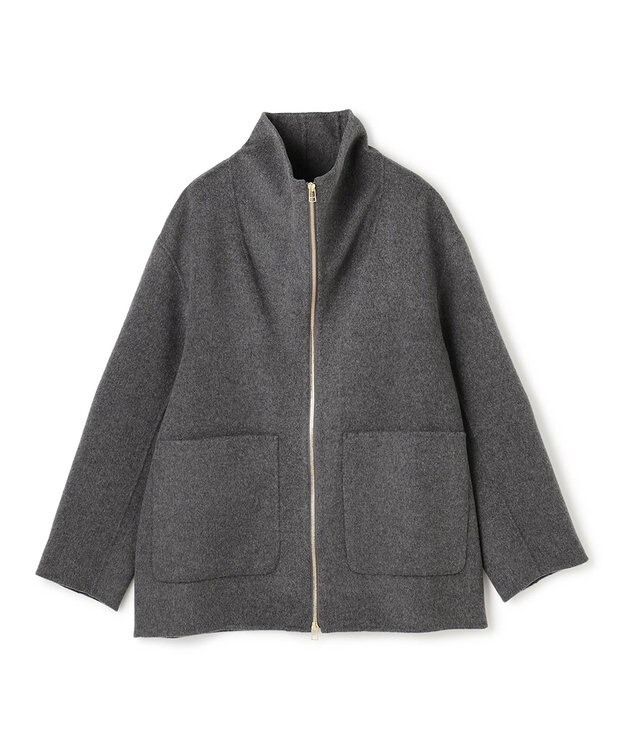 BEIGE， ZION / ウールスタンドカラーショートコート Charcoal