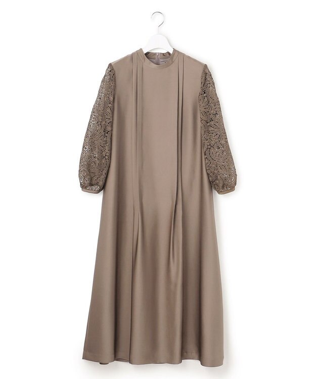 23区 S 【APPLAUDIR】ノーブルサテン リボンブーケレースコンビ ドレス ブラウン系