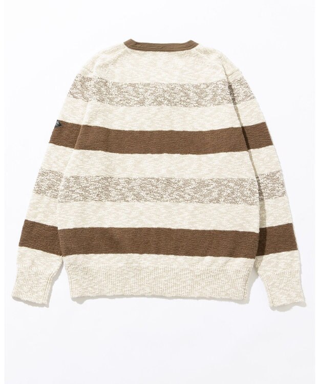 JOSEPH ABBOUD MOUNTAIN 【イタリア糸使用】 コットンスラブボーダー Vネック カーディガン ベージュ系2