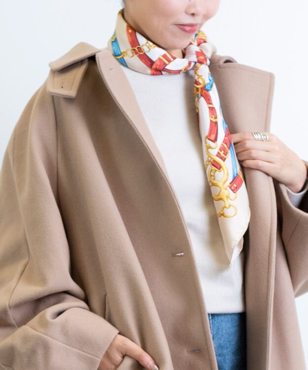 Marca 【Marcaオリジナル】ビット・ベルト 大判 シルクツイル スカーフ ベージュ