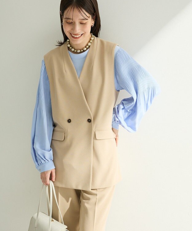 Green Parks Ｏ．洗えてストレッチ　Ｗボタンベスト Light Beige