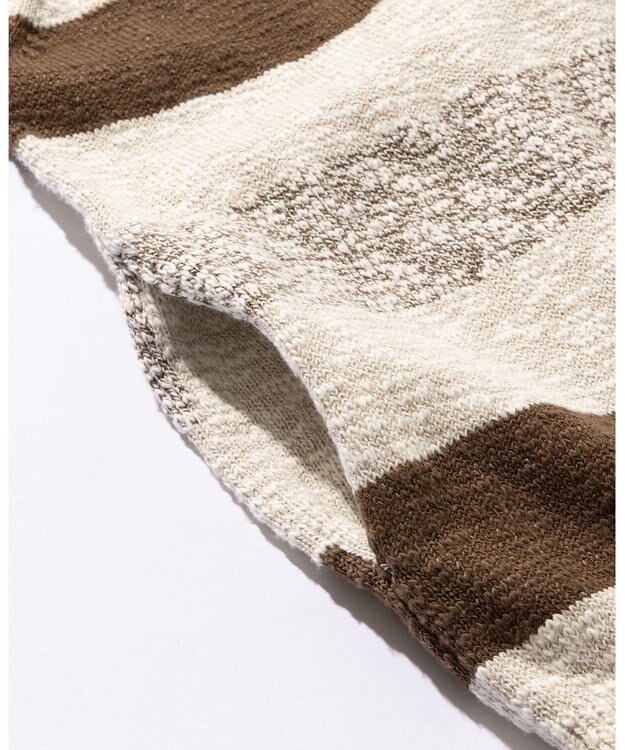 JOSEPH ABBOUD MOUNTAIN 【イタリア糸使用】 コットンスラブボーダー Vネック カーディガン ベージュ系2