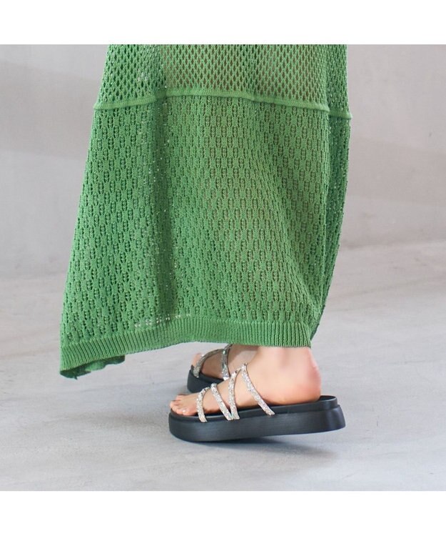 MODE ET JACOMO <carino>厚底ビジューサンダル シルバー