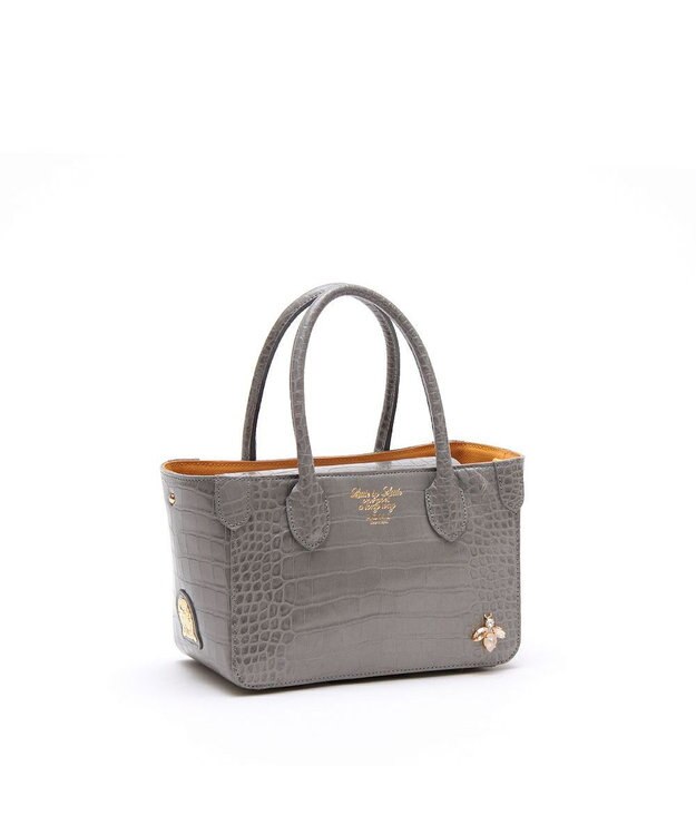 A.D.M.J. 【牛革】クロコ型押し ザ・ビーDカン付ミニトート スモーク