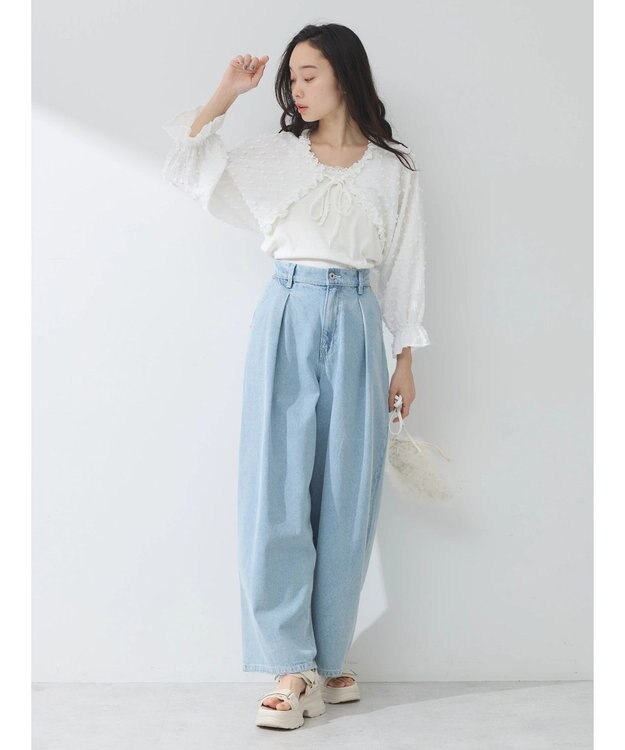 earth music&ecology ふくれジャガードボレロ Ivory