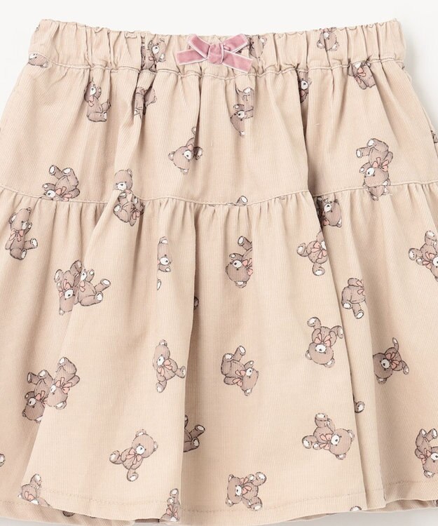 ANY KIDS チェック柄/アニマル柄スカパン ベージュ系クマ