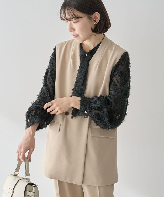 Green Parks Ｏ．洗えてストレッチ　Ｗボタンベスト Light Beige