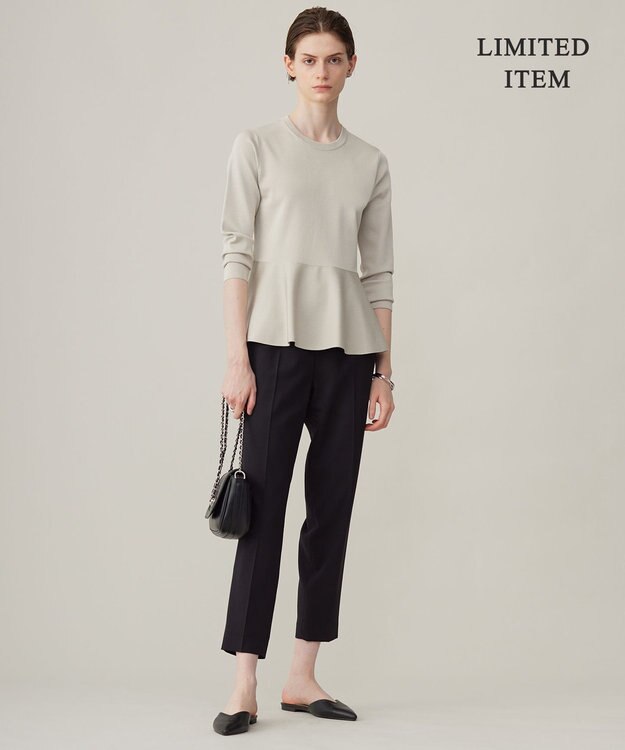 ICB L 【WEB限定・洗える】シンセティックヤーンスムース ペプラムニット トープ系