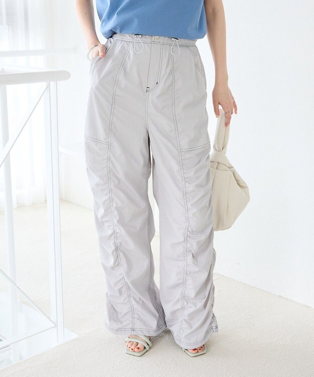 Green Parks ・ＳＵＧＡＲ　ＳＰＯＯＮ　配色ｓｔギャザーパンツ Gray