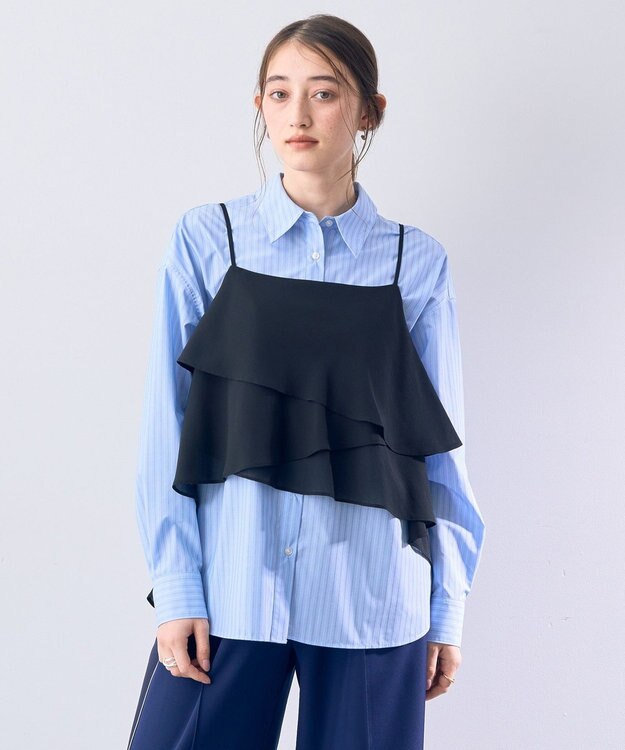 YECCA VECCA アシメラッフルオーバーキャミ Black