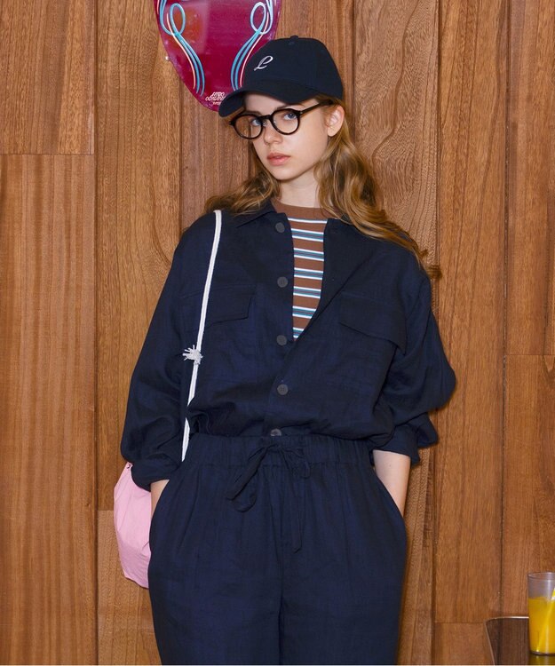 LENO LINEN WORK SHIRTS《UNISEX》リネンワークシャツ NAVY