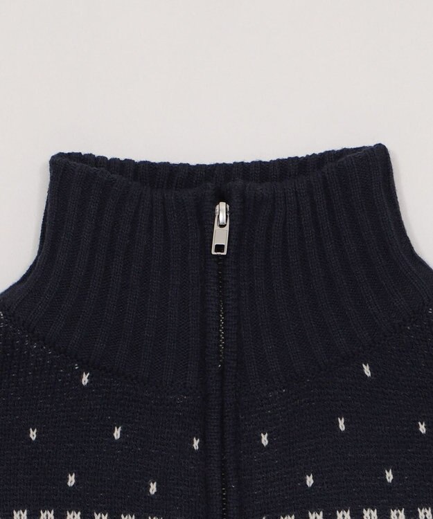 WEGO ノルディック柄ハーフジップニット ネイビー