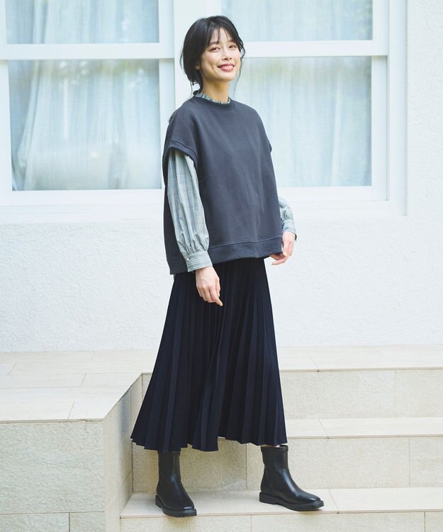 ANY 【洗濯機可】裏毛スウェットベスト ネイビー