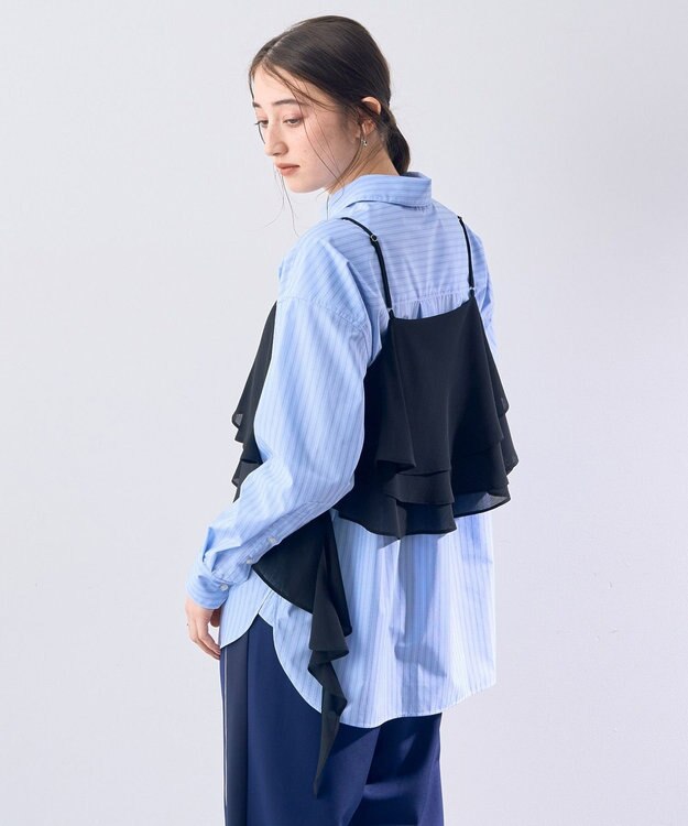 YECCA VECCA アシメラッフルオーバーキャミ Black