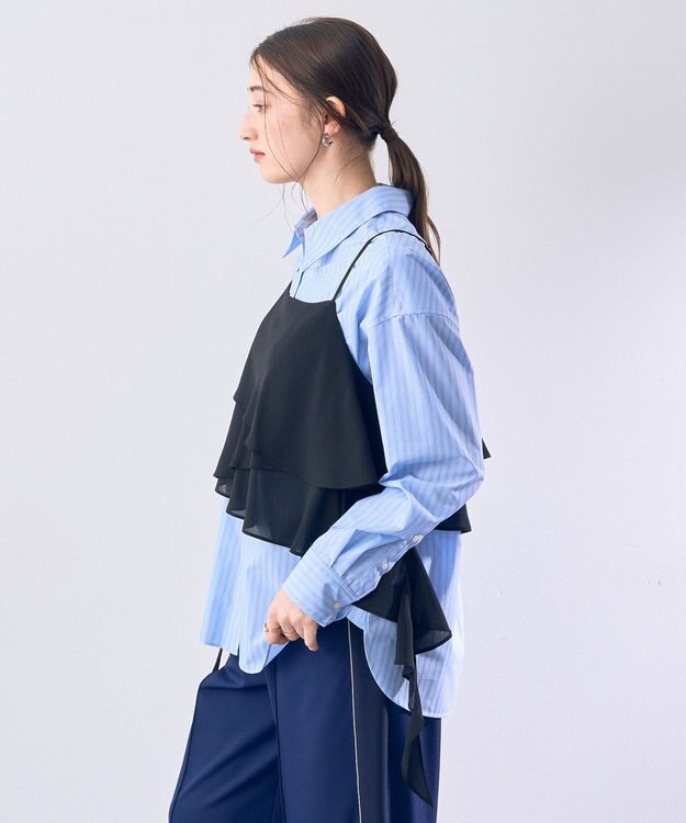 YECCA VECCA アシメラッフルオーバーキャミ Black