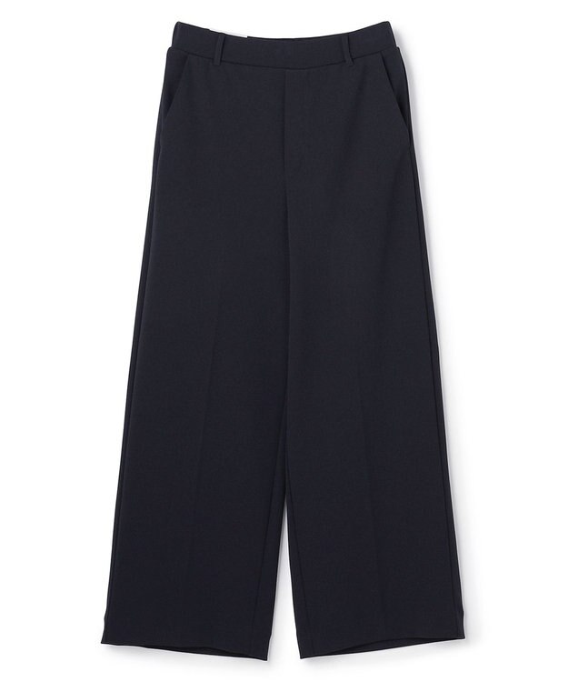 UNFILO L 【ウエストゴム/美シルエット/15サイズ展開】BEAUTY MOVE ワイドストレートパンツ ネイビー