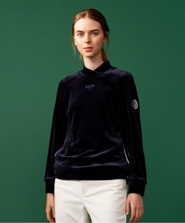 23区GOLF 今シーズンのイチオシ【WOMEN】ベロア ショールモックネック ネイビー系