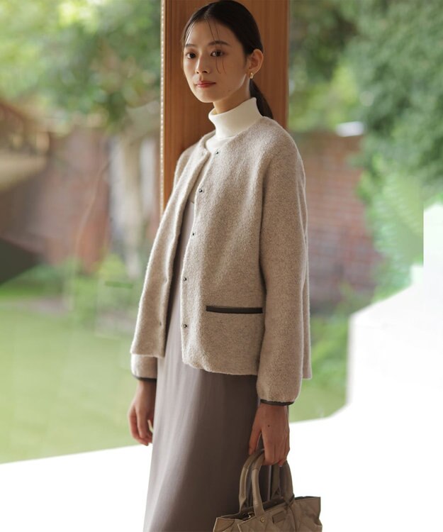 J.PRESS LADIES 【WEB限定】パイルジャージー ノーカラー ブルゾン 【WEB限定】ベージュ系