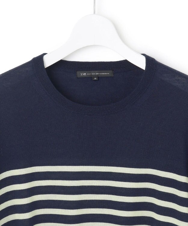 23区 【WEB限定カラーあり/洗える】ウーステッドウール ワイドシルエット ニット [WEB限定]ネイビー×アップル