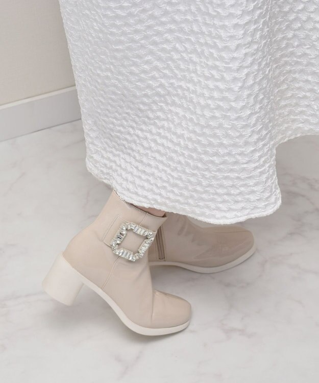 Bridget Birkin 【Bridget Birkin】ビジューバックルレインブーツ アイボリーエナメル