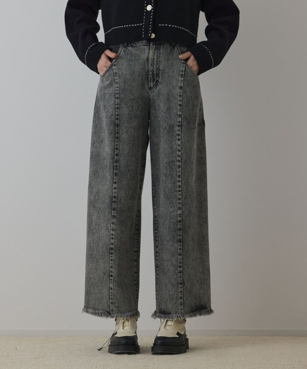 GRACE CONTINENTAL カーブデニムパンツ グレー