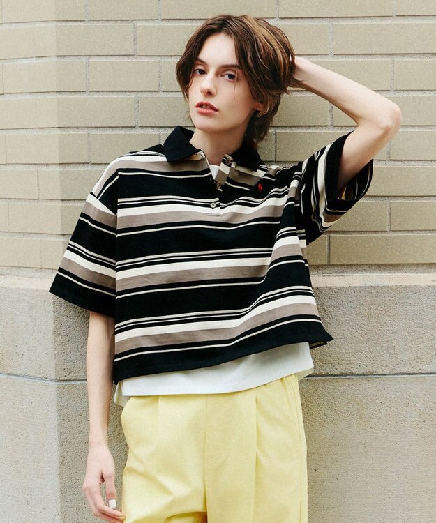 ANY 【POLO BCS別注】マルチカラー短丈ポロシャツ ブラックボーダー