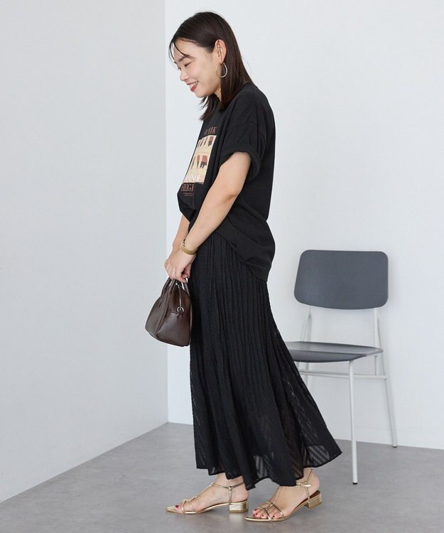 AMERICAN HOLIC カットジャガードプリーツスカート Black