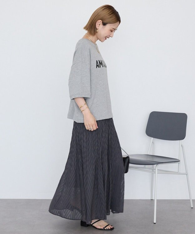 AMERICAN HOLIC カットジャガードプリーツスカート Charcoal Gray