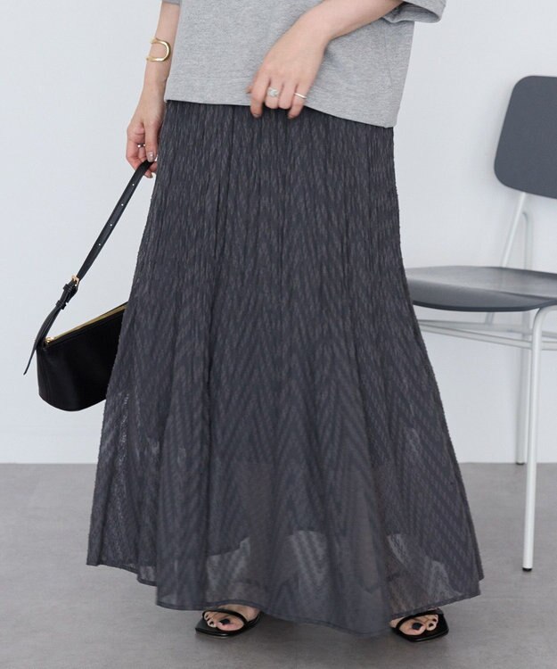 AMERICAN HOLIC カットジャガードプリーツスカート Charcoal Gray