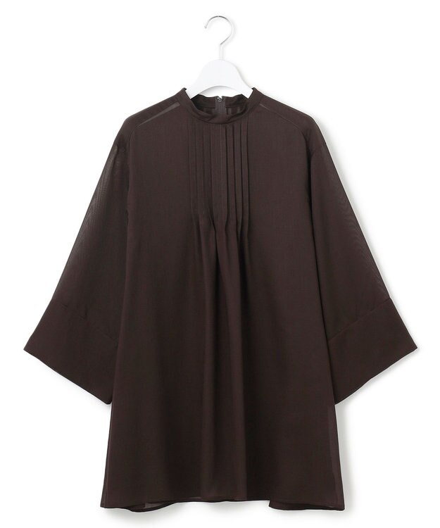 23区 【洗える】シアービエラ チュニック ブラウス ダークブラウン系