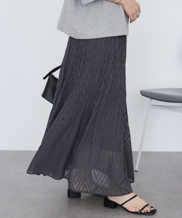 AMERICAN HOLIC カットジャガードプリーツスカート Charcoal Gray
