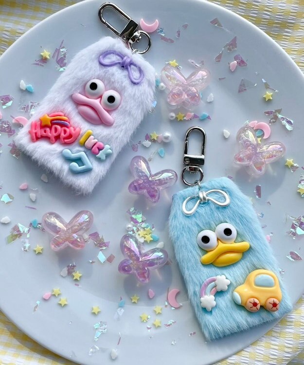 WEGO ミニラッキーチャームモンスターぬいぐるみキーホルダー サックス