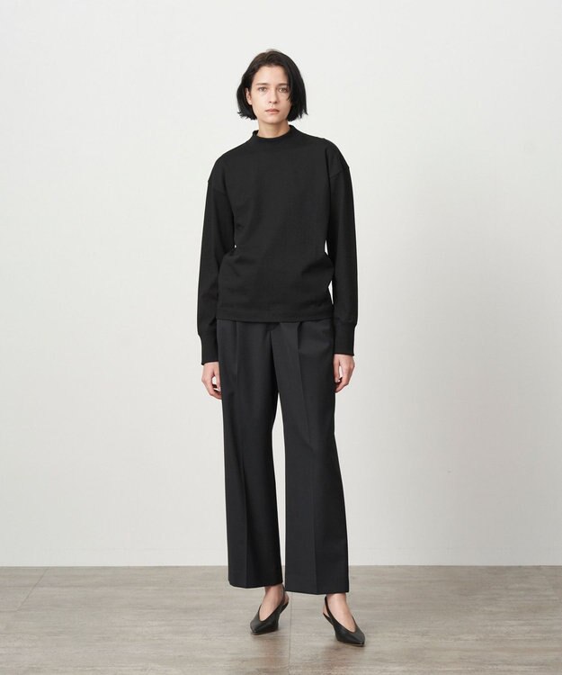 ATON SUPIMA AIR 12/- | モックネックプルオーバー BLACK