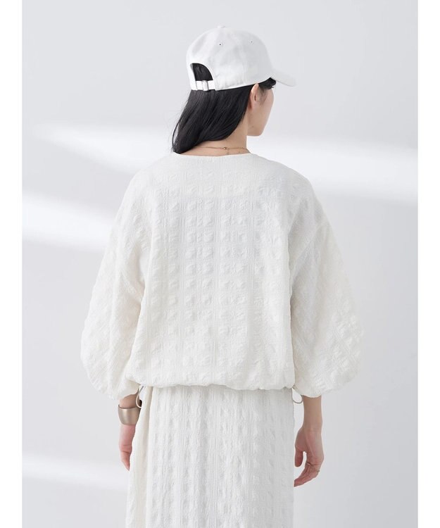 earth music&ecology シャーリングタックスリーブブルゾン Ivory