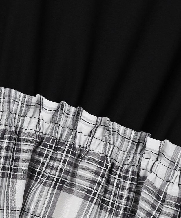 ANY SIS ファブリックドッキング ワンピース ブラック×ブロックチェック