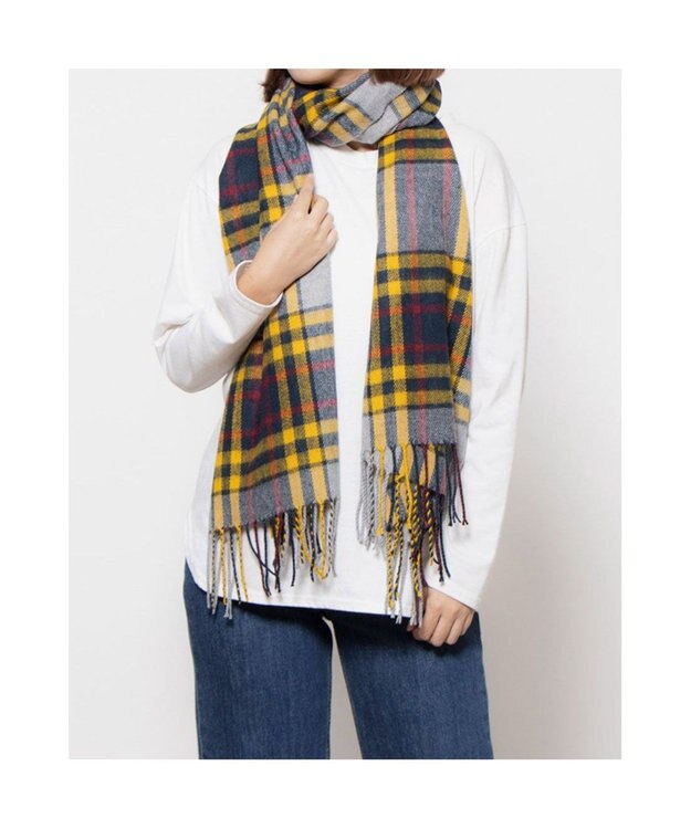 UNBILLION カシュネ cache nez / ウール混チェックストール GY