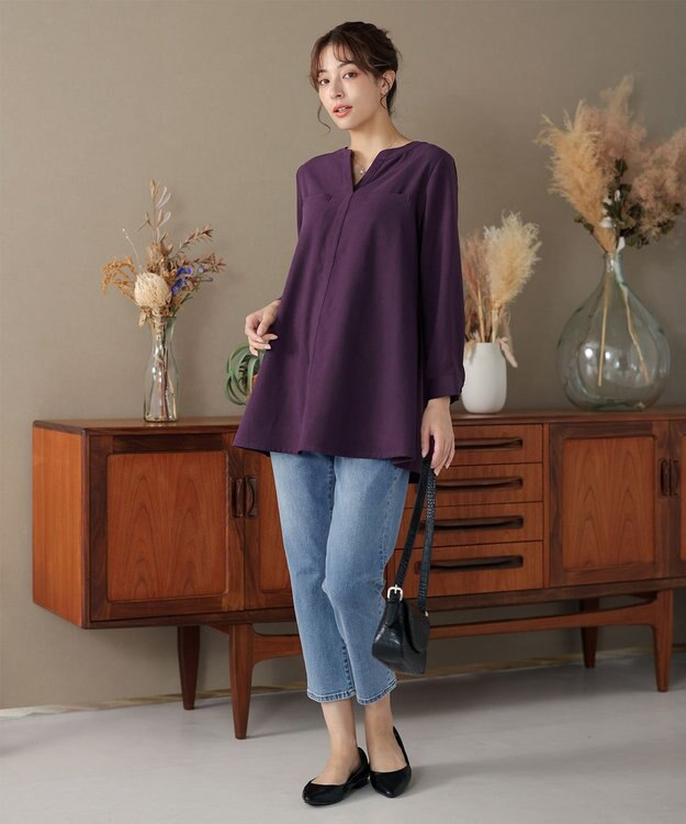 Tiaclasse L 【洗える】スエード調チュニック パープル